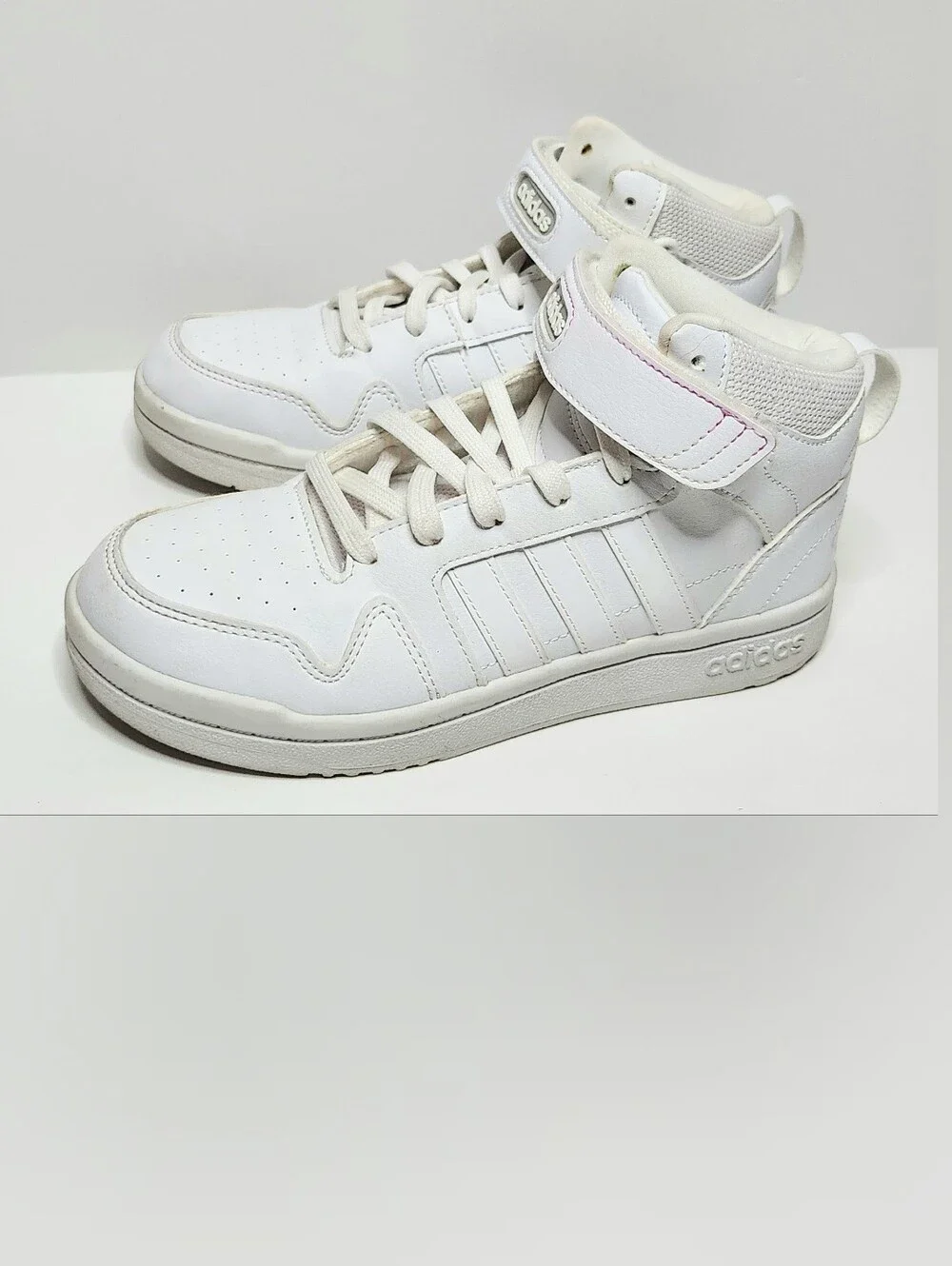 adidas Kids White High-Top Sneakers with Strap